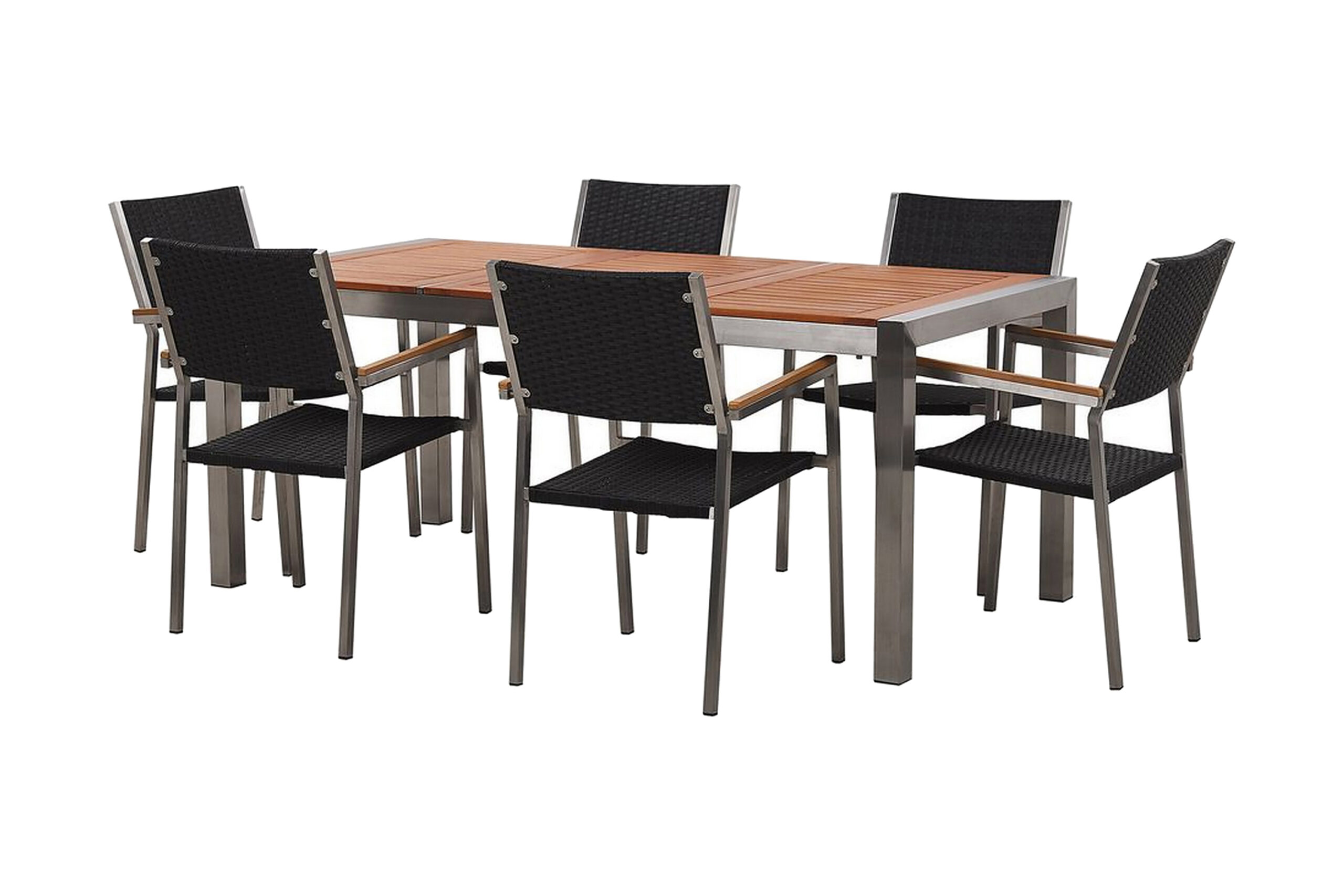 Ruokailuryhmä Ristinge 180 cm + 6 Tuolia - Musta/Polyrottinki