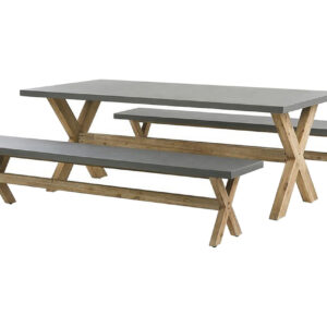 Ruokailuryhmä Terranoa 200 cm + 2 Penkkiä - Harmaa/Akaasia
