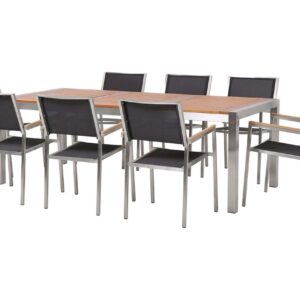 Ruokailuryhmä Ristinge 220 cm + 8 Tuolia - Harmaa