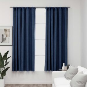 Pellavamaiset pimennysverhot koukuilla 2 kpl 140x175 cm -