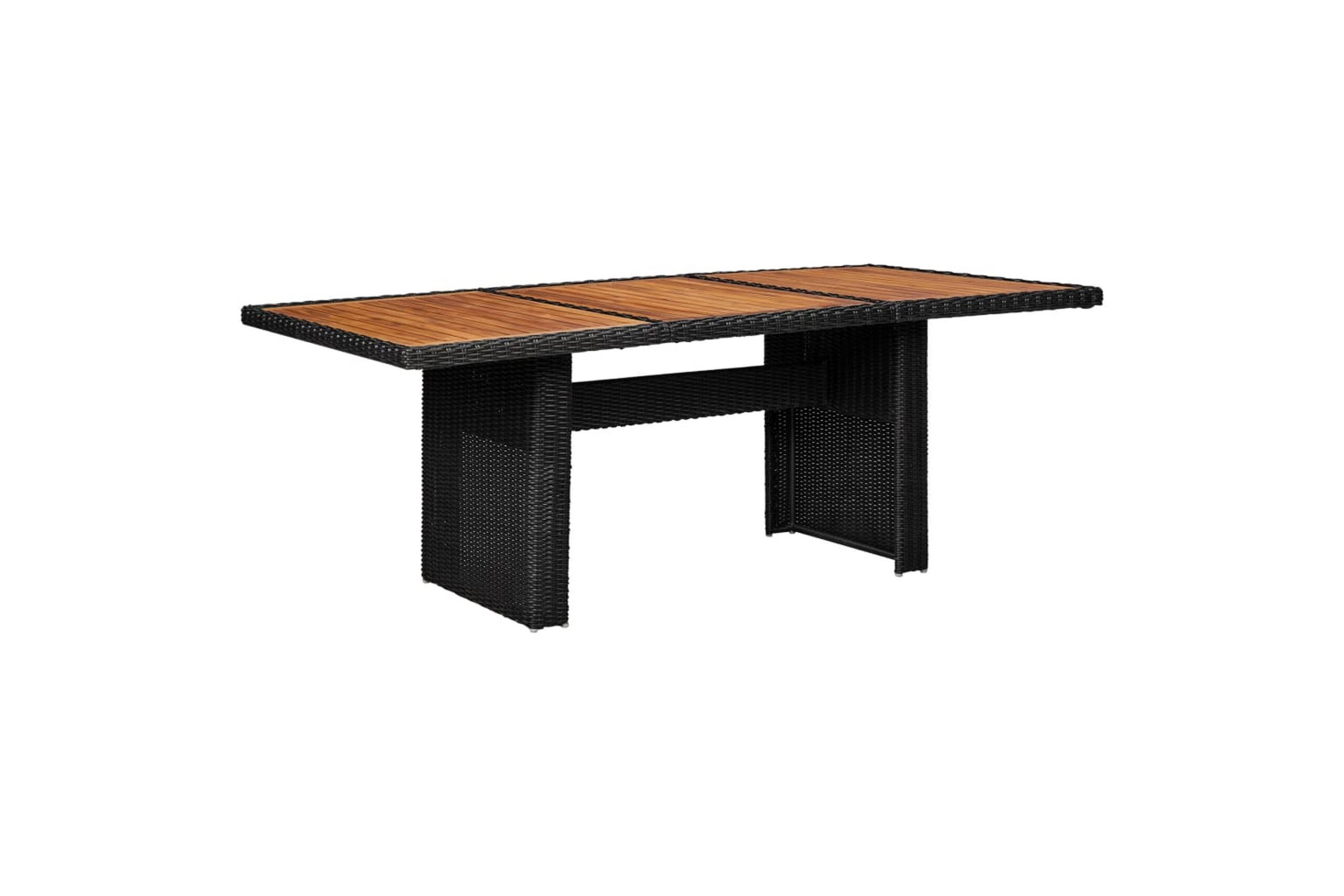 Puutarhan ruokapöytä musta 200x100x74 cm polyrottinki - Musta
