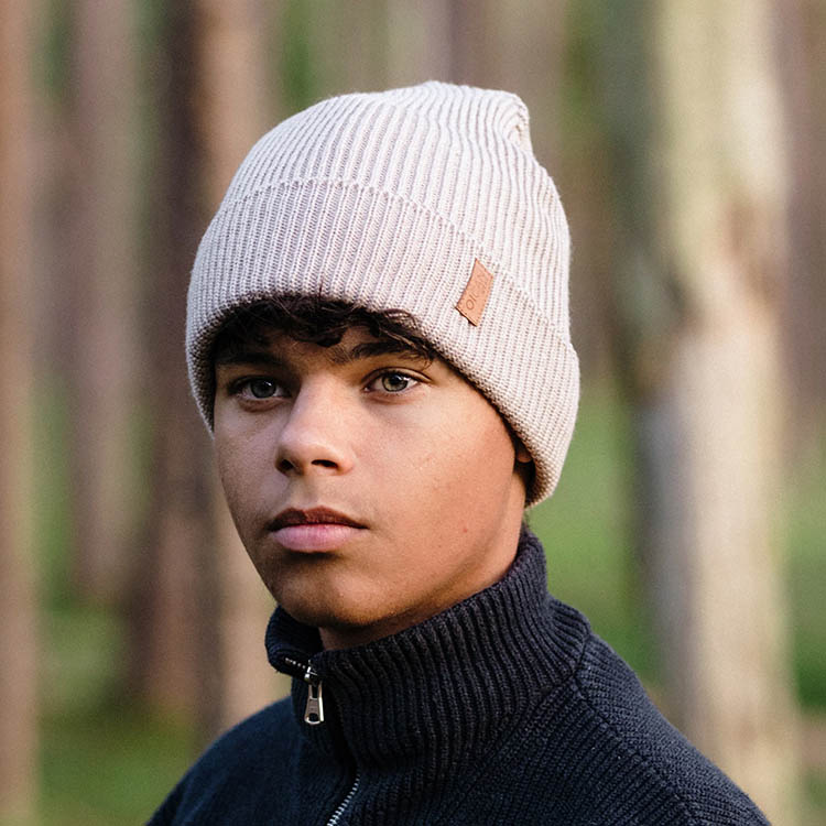 Neulottu pipo päänsuojalla OICAN, Beige Medium