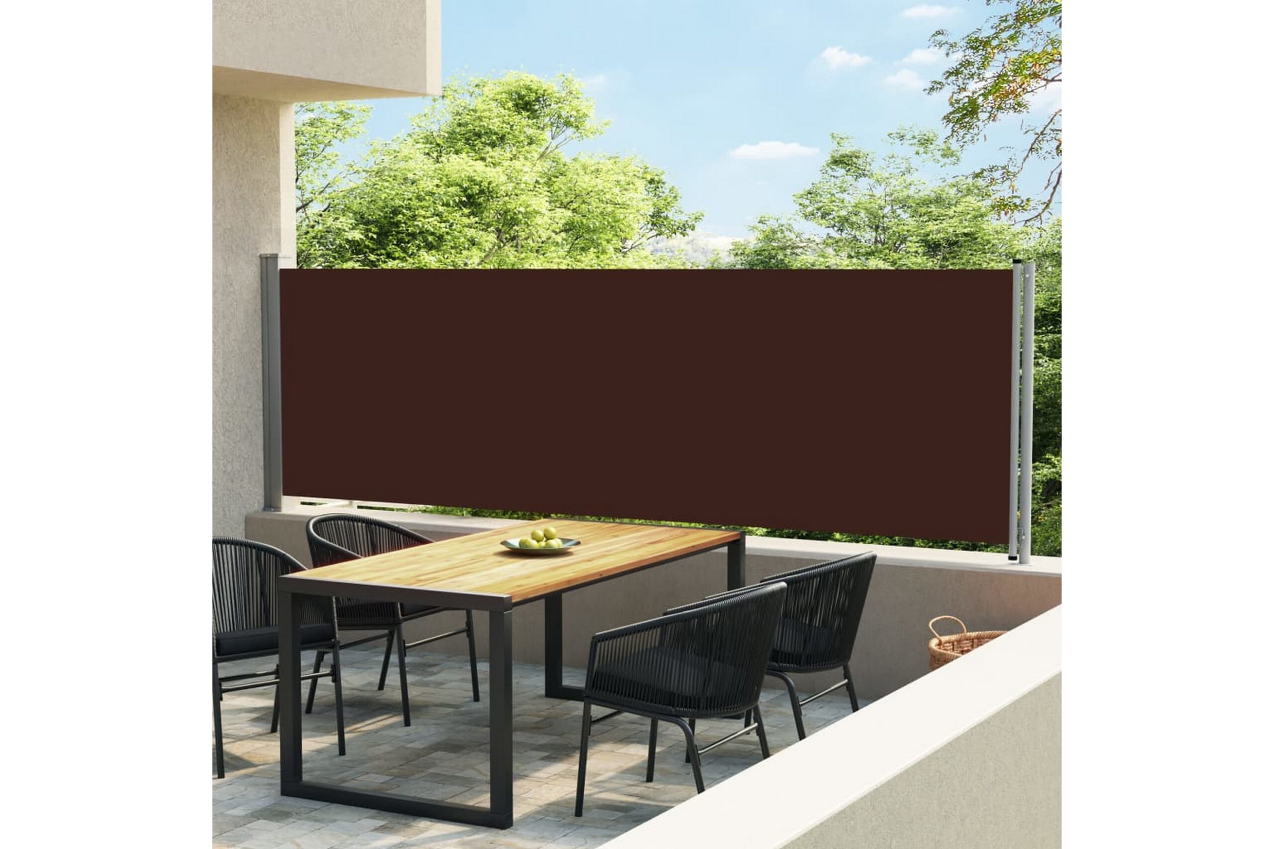 Sisäänvedettävä terassin sivumarkiisi 140x600 cm ruskea - Ruskea