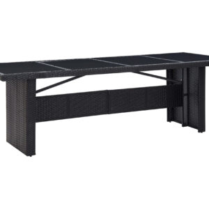 Puutarhapöytä musta 240x90x74 cm polyrottinki ja lasi - Musta