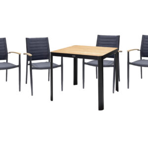 Ruokailuryhmä Portals 95 cm + 4 tuolia - Musta/Puu