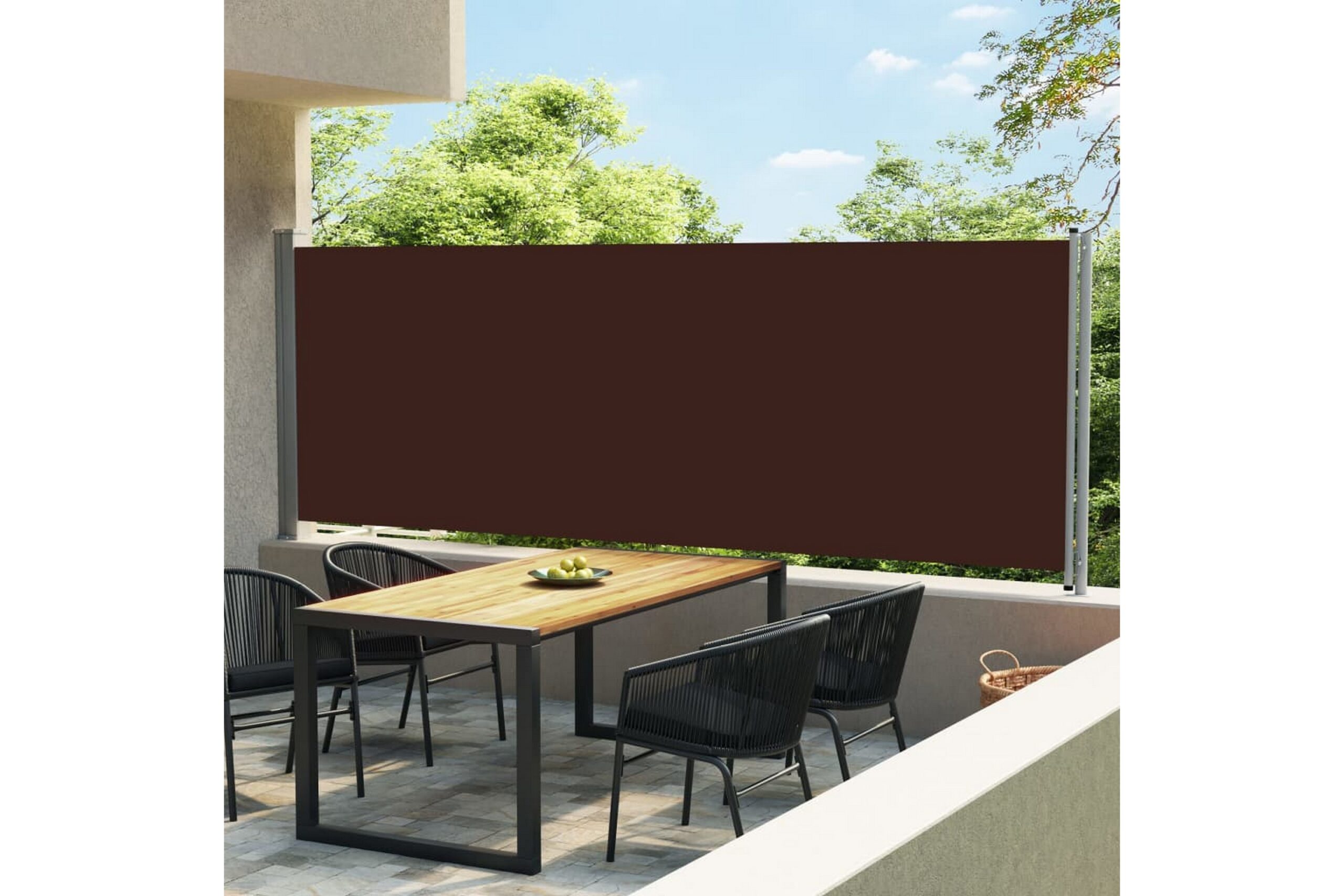 Sisäänvedettävä terassin sivumarkiisi 600x160 cm ruskea - Ruskea
