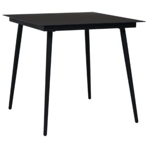 Puutarhan ruokapöytä musta 80x80x74 cm teräs ja lasi - Musta