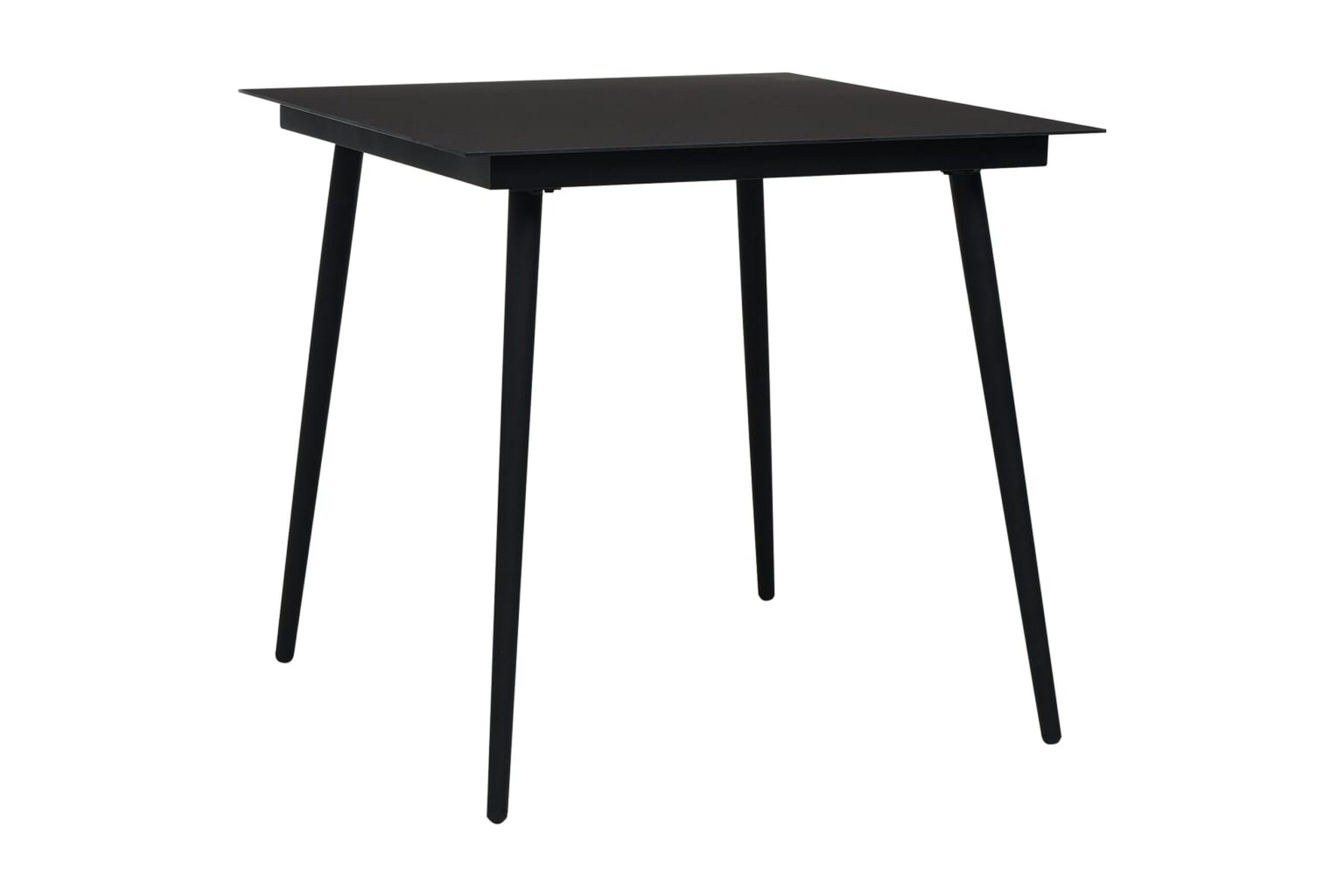 Puutarhan ruokapöytä musta 80x80x74 cm teräs ja lasi - Musta