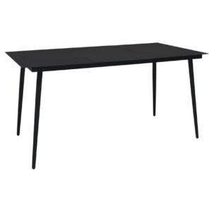Puutarhan ruokapöytä musta 150x80x74 cm teräs ja lasi - Musta