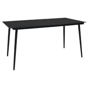Puutarhan ruokapöytä musta 190x90x74 cm teräs ja lasi - Musta