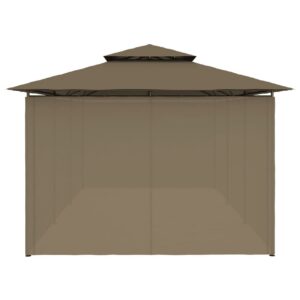 Huvimaja verhoilla 600x298x270 cm ruskeanharmaa 180 g/m² - Taupe