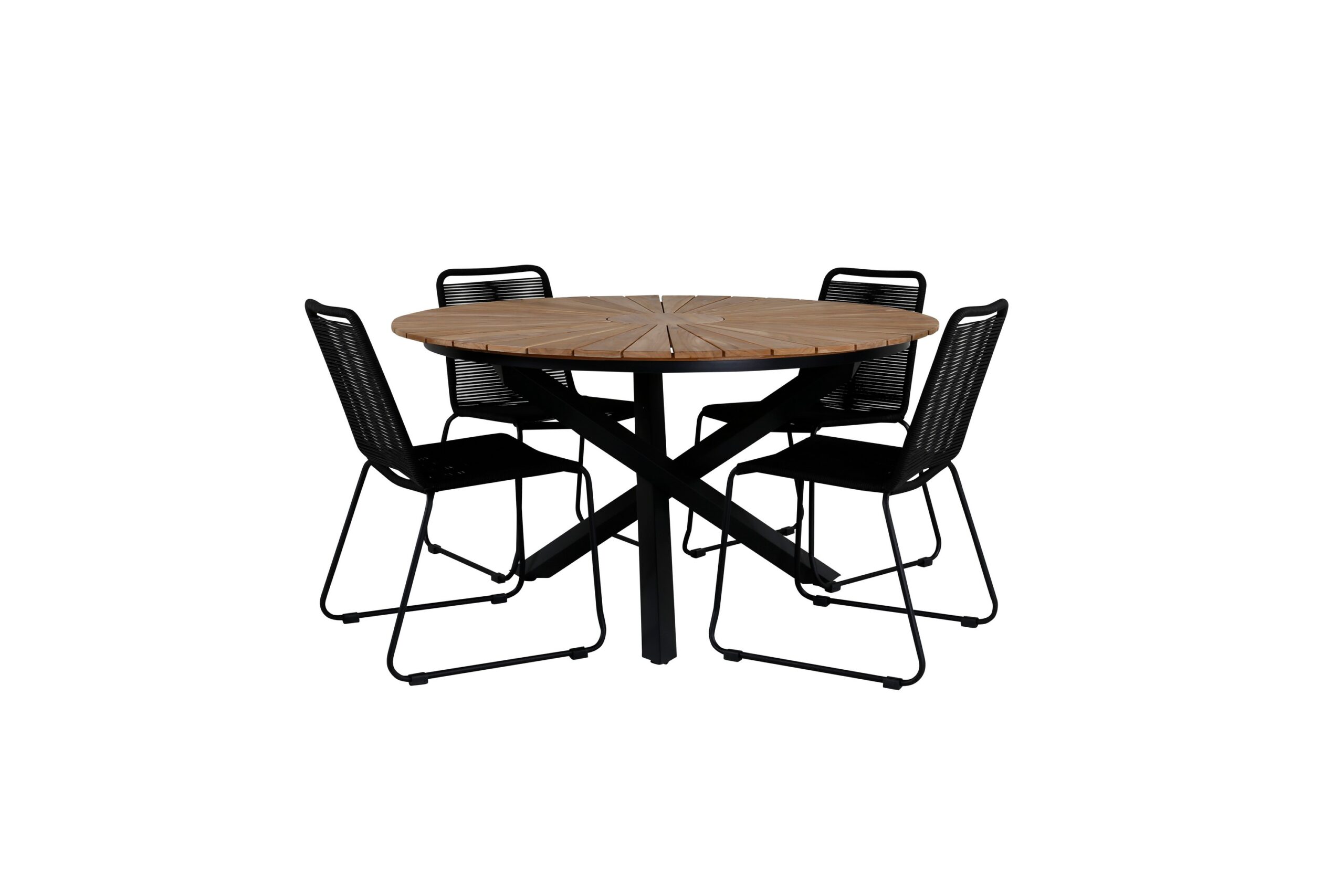Ruokailuryhmä Mexico Pyöreä 140 cm 4 Lindos tuolia - Musta/Keltainen