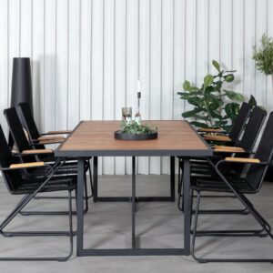 Ruokailuryhmä Khung 200 cm 6 Bois tuolia - Musta/Ruskea