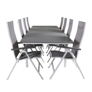 Ruokailuryhmä Levels Jatk 229 cm 8 Albany tuolia - Ruskea/Valkoinen