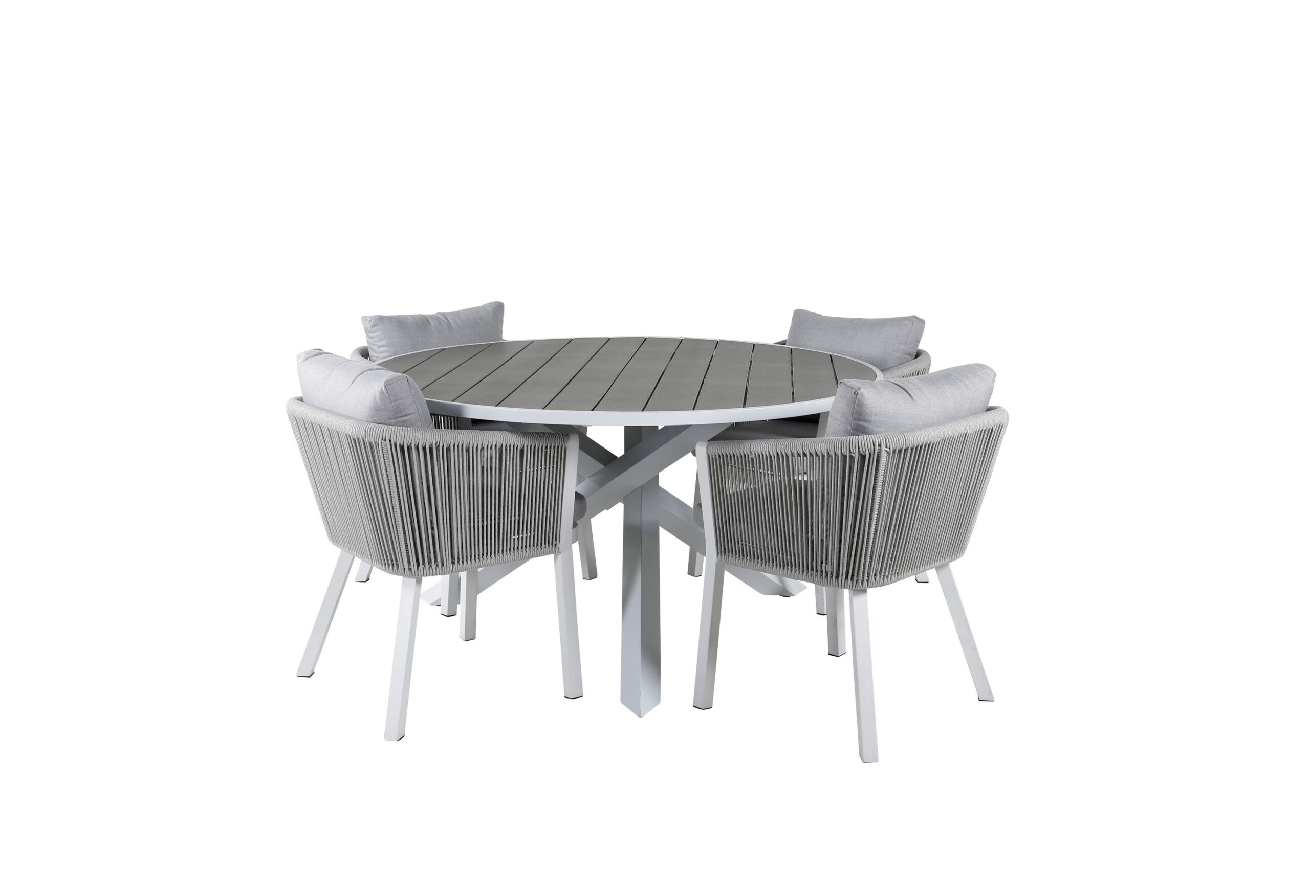 Ruokailuryhmä Parma Pyöreä 140 cm 4 Virya tuolia - Ruskea/Valkoinen