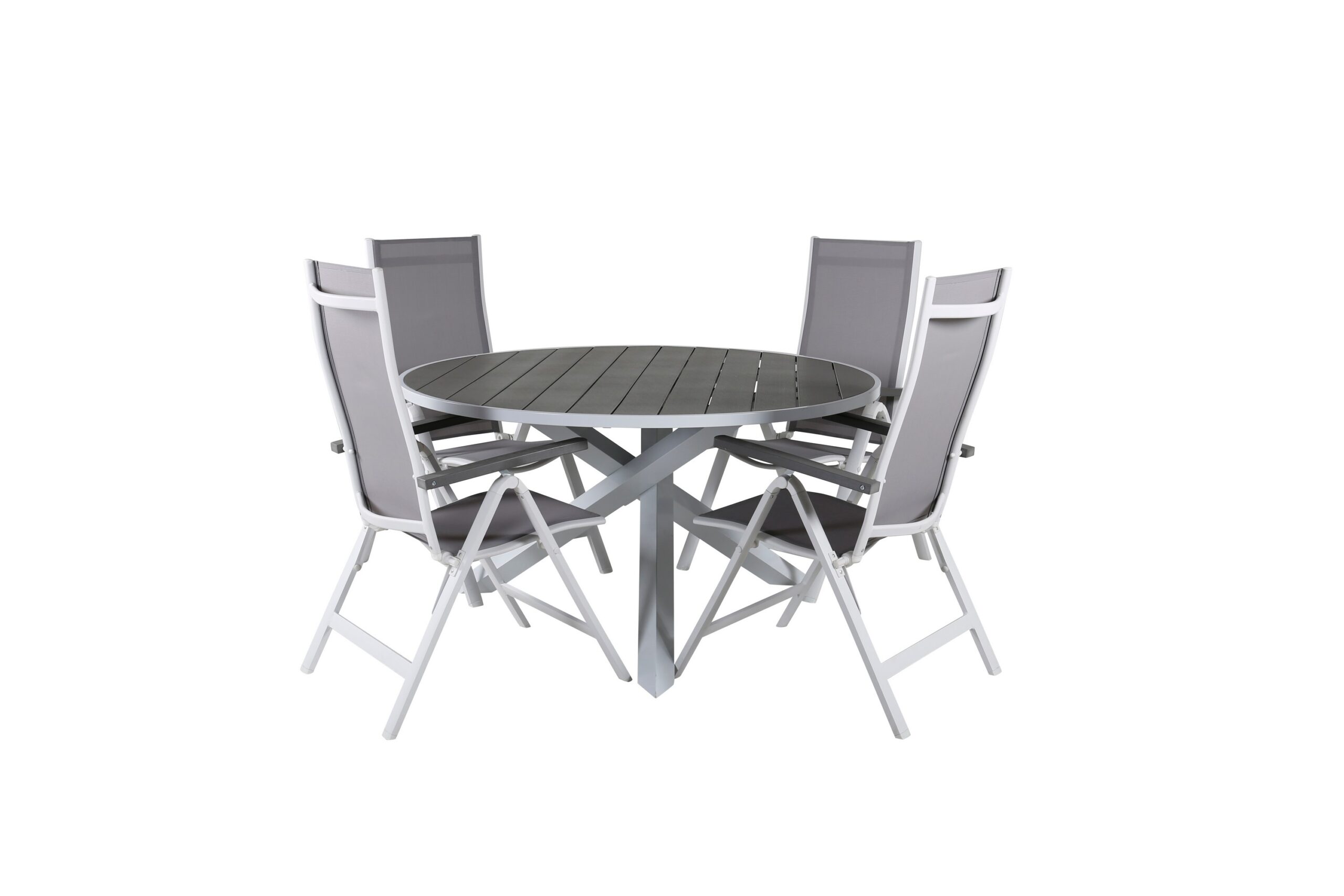Ruokailuryhmä Parma Pyöreä 140 cm 4 Albany tuolia - Ruskea/Valkoinen