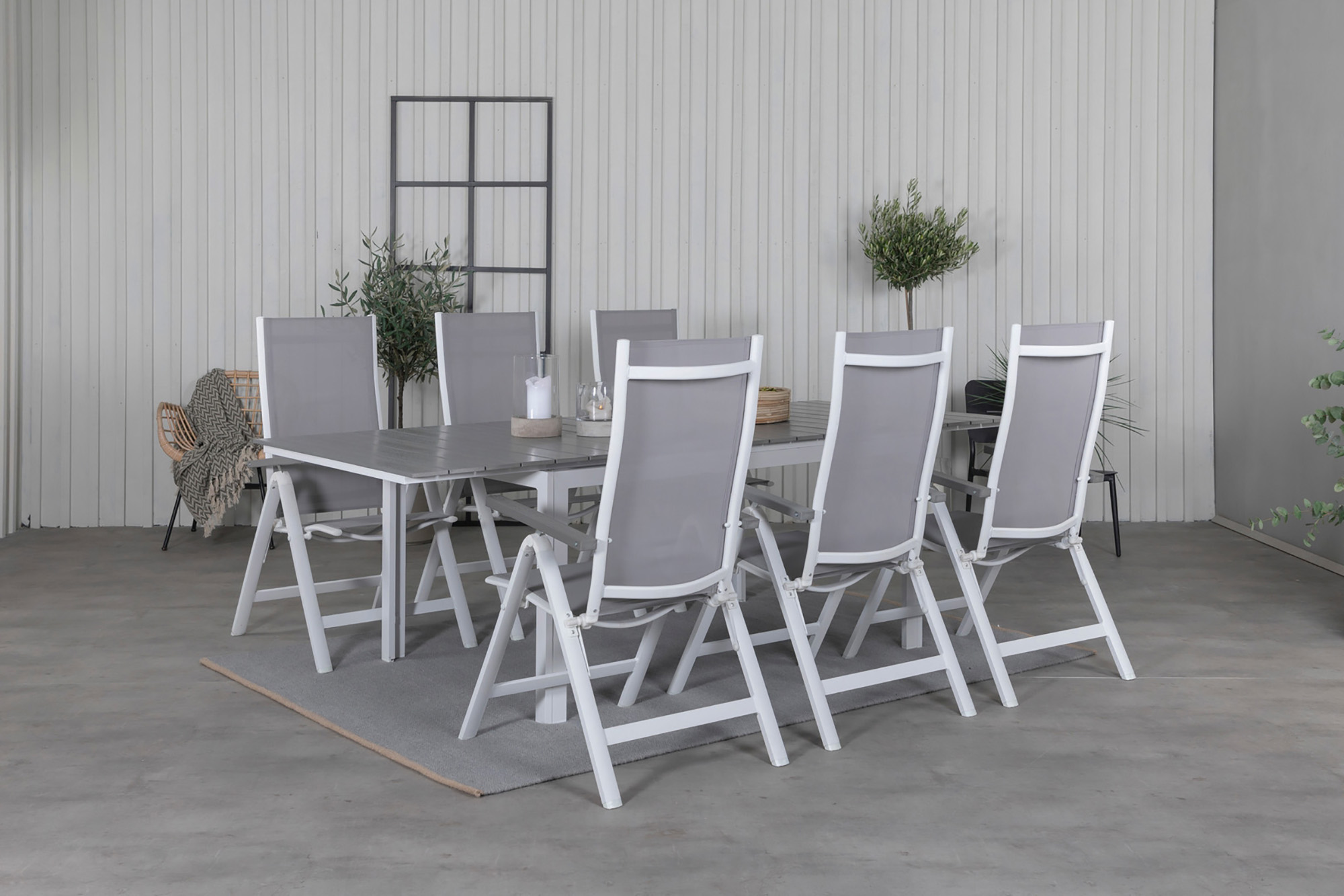 Ruokailuryhmä Levels Jatkettava 160 cm 6 Albany tuolia - Valkoinen