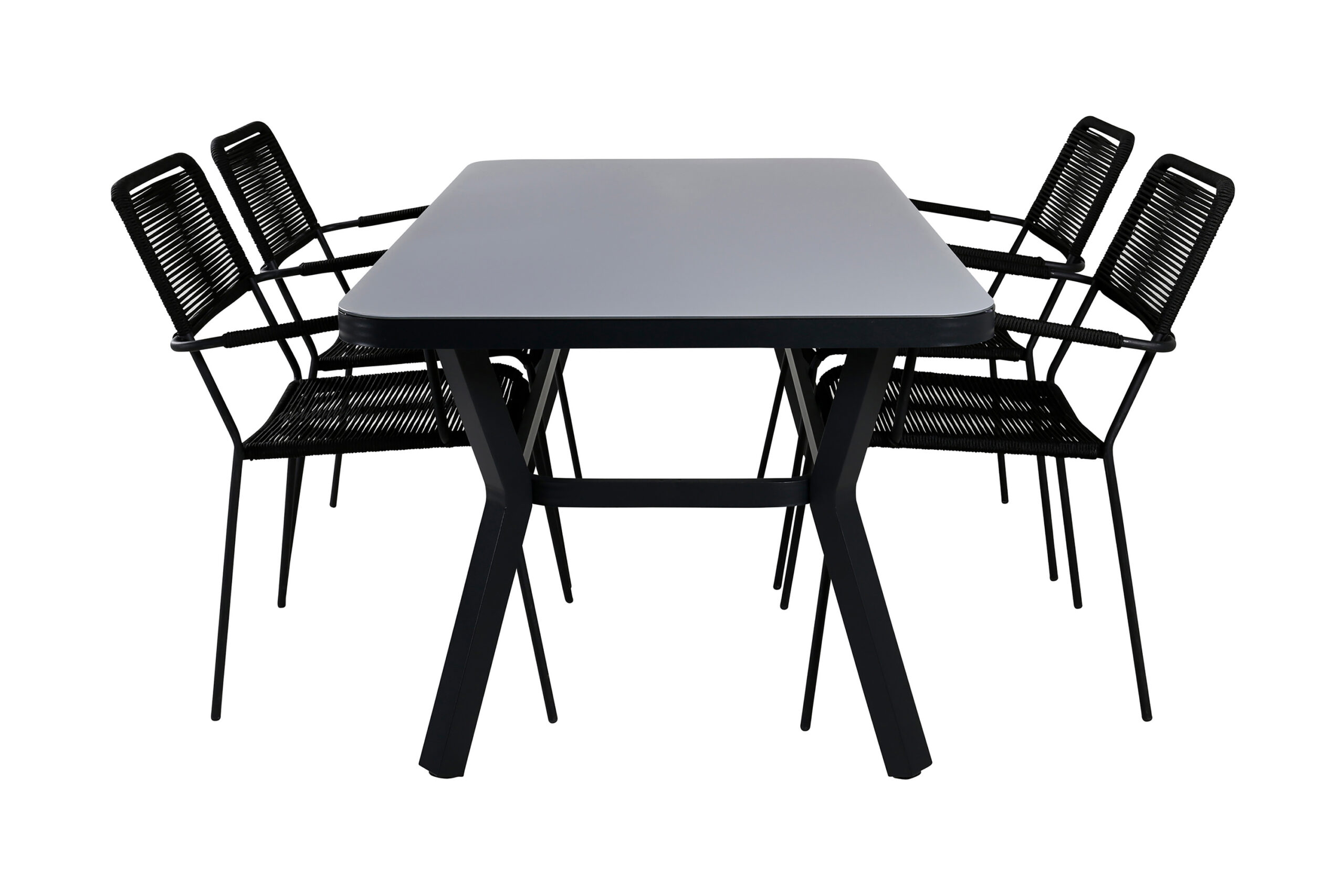 Ruokailuryhmä Virya 160 cm 4 Lindos tuolia - Musta/Luonnonväri
