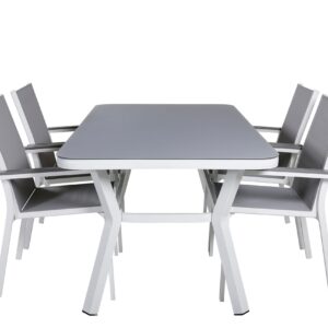 Ruokailuryhmä Virya 160 cm 4 Parma tuolia - Valkoinen/Harmaa