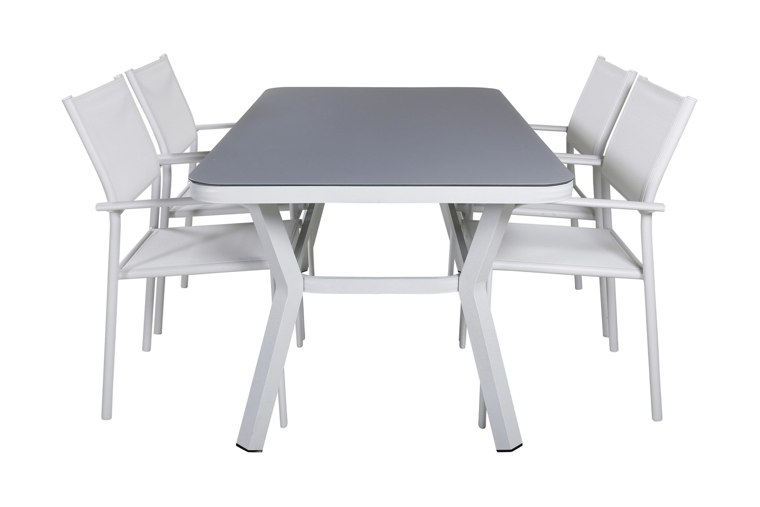 Ruokailuryhmä Virya 160 cm 4 Santorini tuolia - Valkoinen/Harmaa