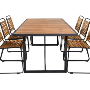 Ruokailuryhmä Khung 200 cm 6 Bois tuolia - Ruskea/Valkoinen