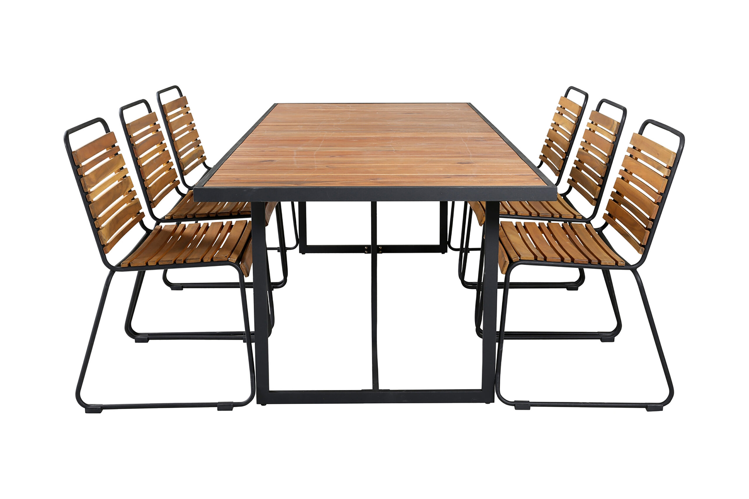 Ruokailuryhmä Khung 200 cm 6 Bois tuolia - Ruskea/Valkoinen
