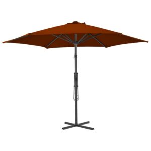 Aurinkovarjo terästangolla terrakotta 300x230 cm -