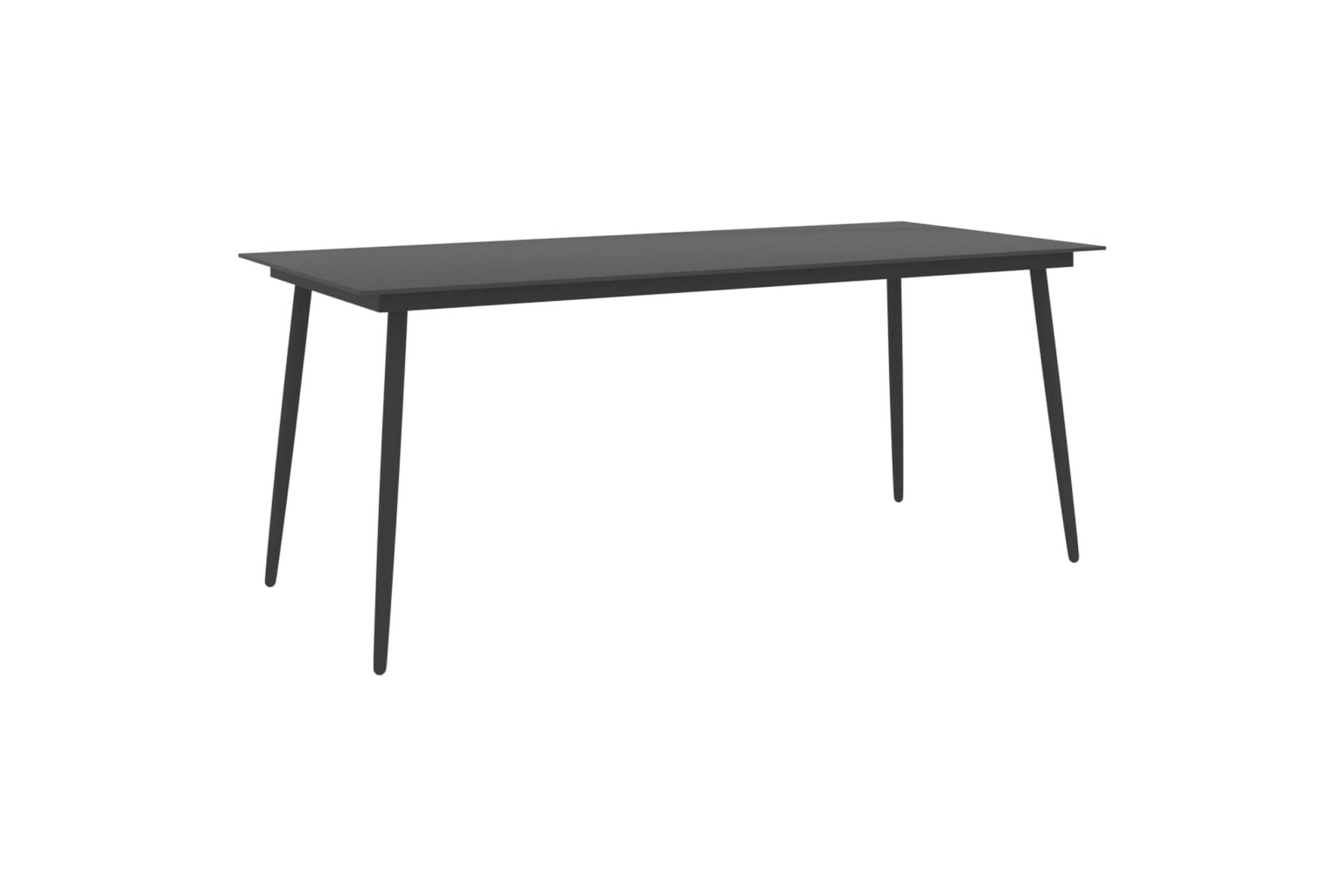 Puutarhan ruokapöytä musta 190x90x74 cm teräs ja lasi - Musta