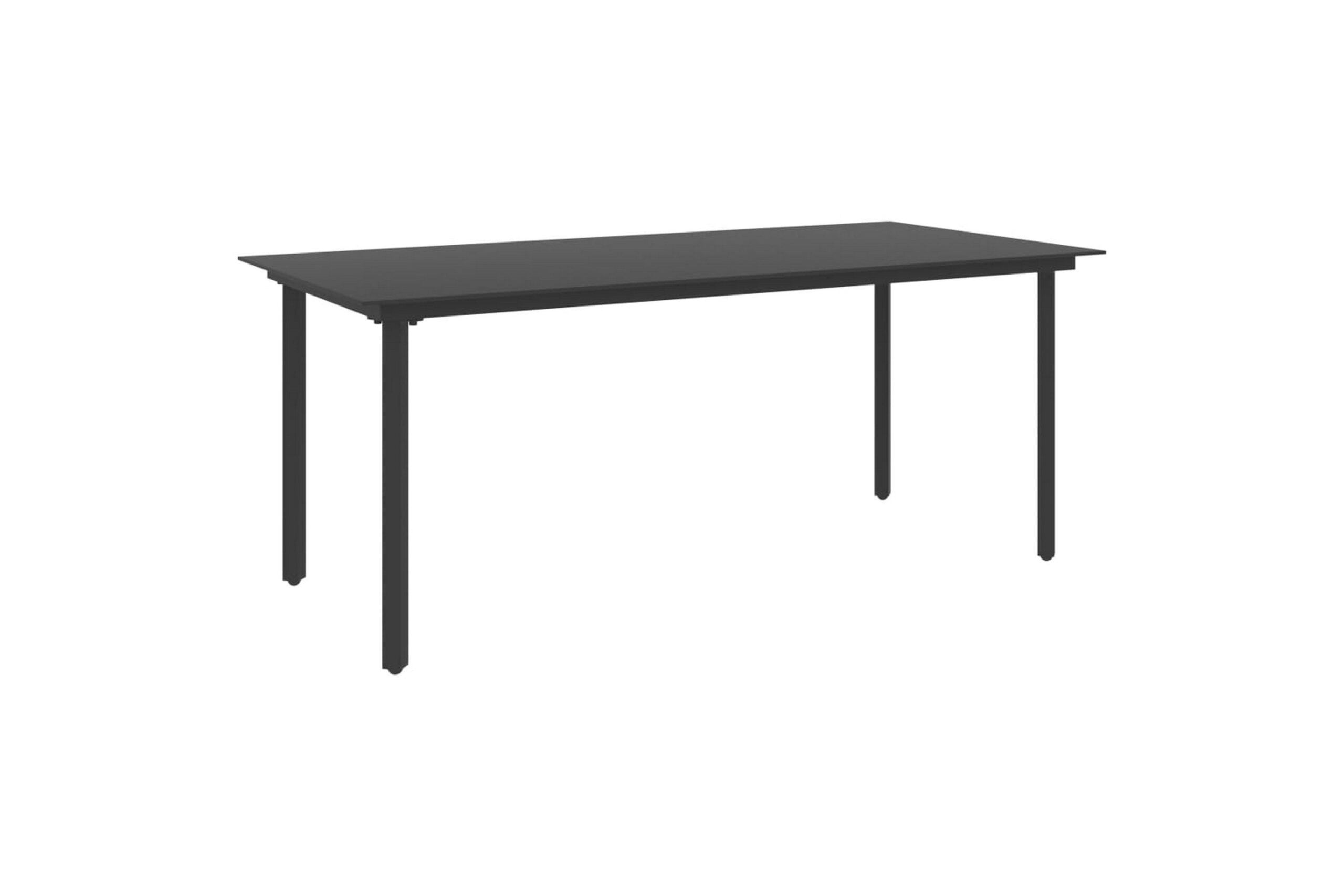 Puutarhan ruokapöytä musta 190x90x74 cm teräs ja lasi - Musta