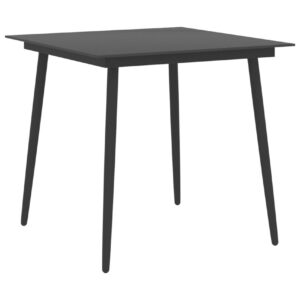 Puutarhan ruokapöytä musta 80x80x74 cm teräs ja lasi - Musta