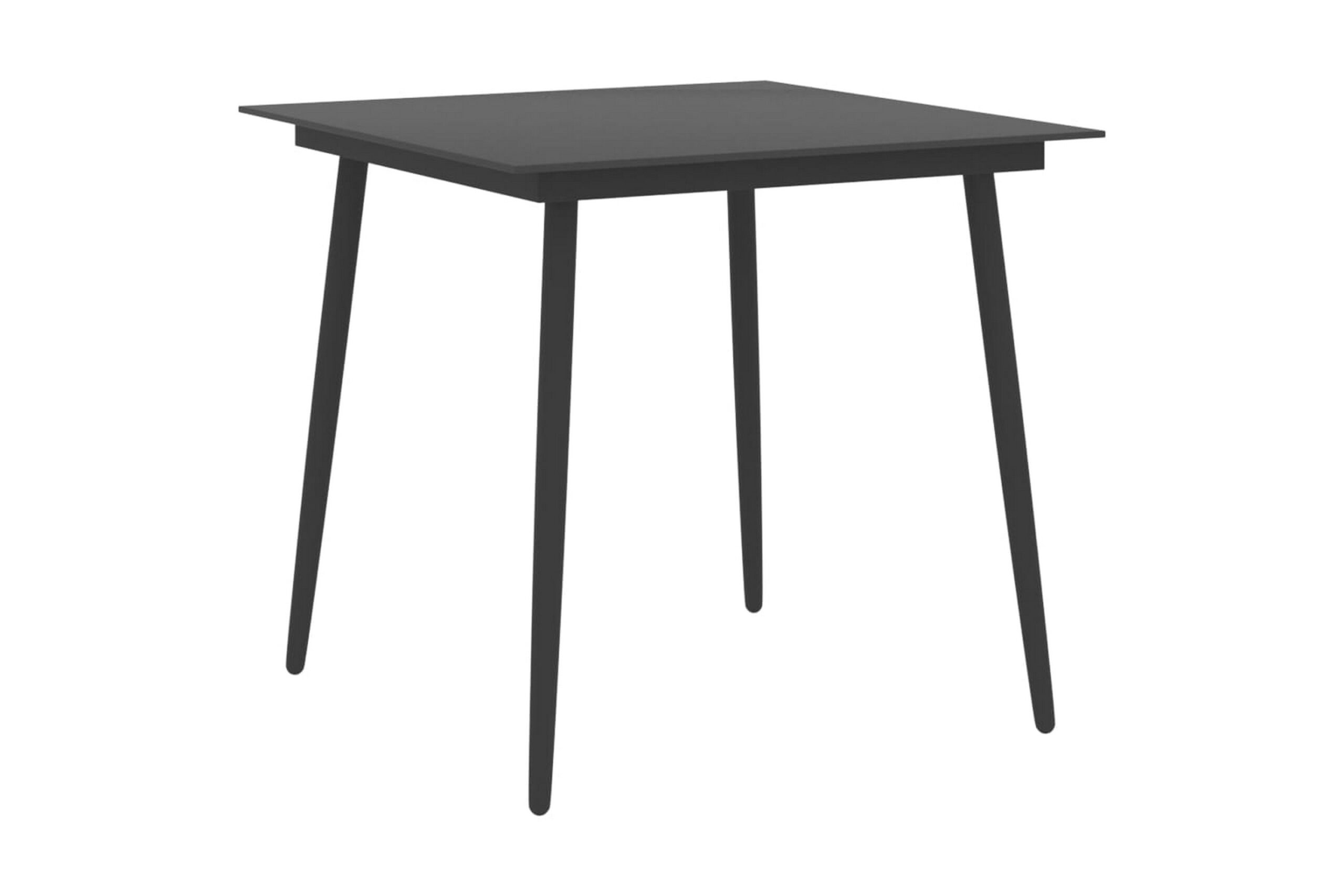 Puutarhan ruokapöytä musta 80x80x74 cm teräs ja lasi - Musta