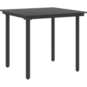 Puutarhan ruokapöytä musta 80x80x74 cm teräs ja lasi - Musta