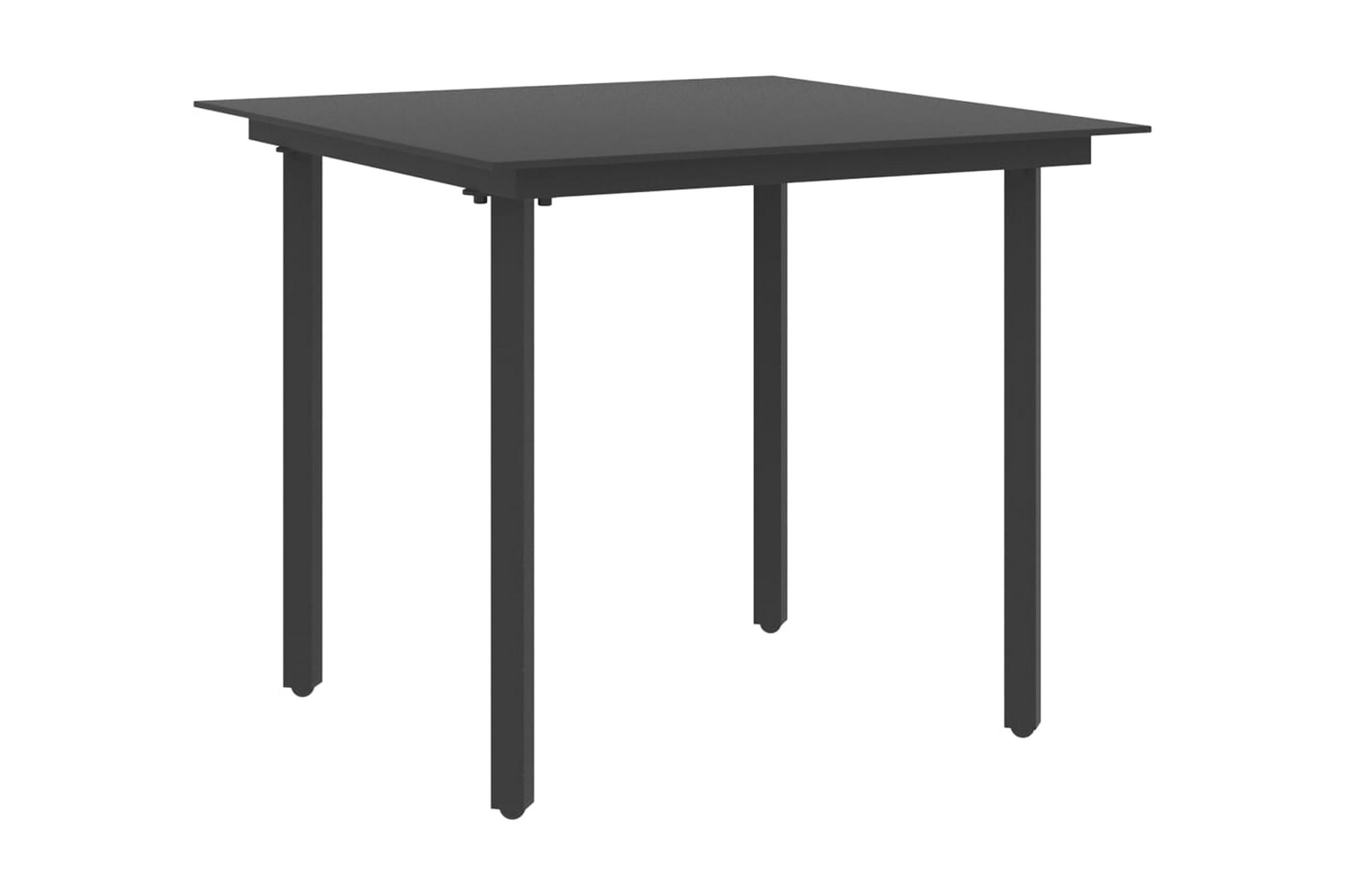 Puutarhan ruokapöytä musta 80x80x74 cm teräs ja lasi - Musta