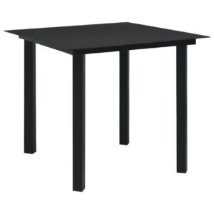 Puutarhan ruokapöytä musta 80x80x74 cm teräs ja lasi - Musta