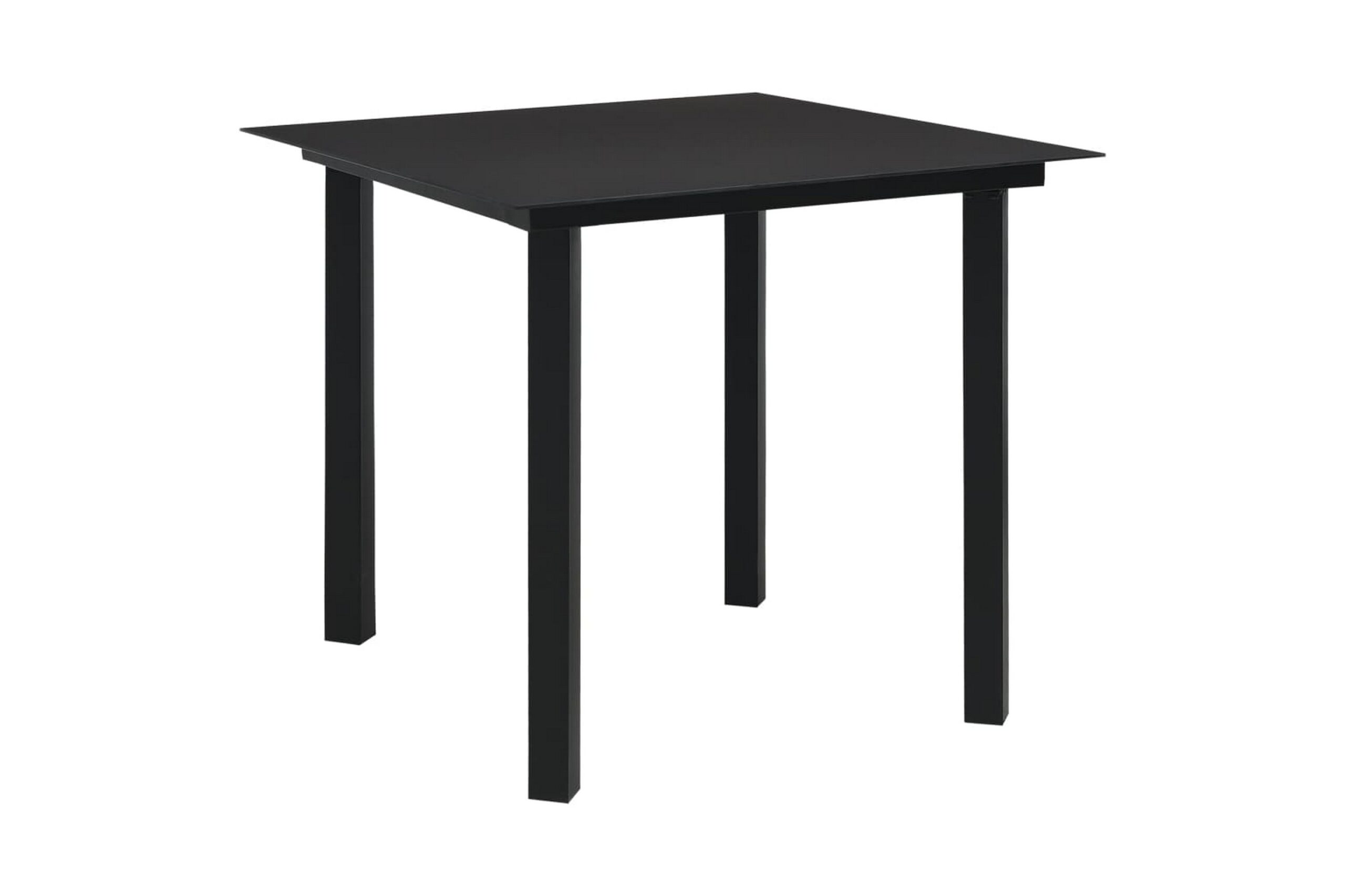 Puutarhan ruokapöytä musta 80x80x74 cm teräs ja lasi - Musta