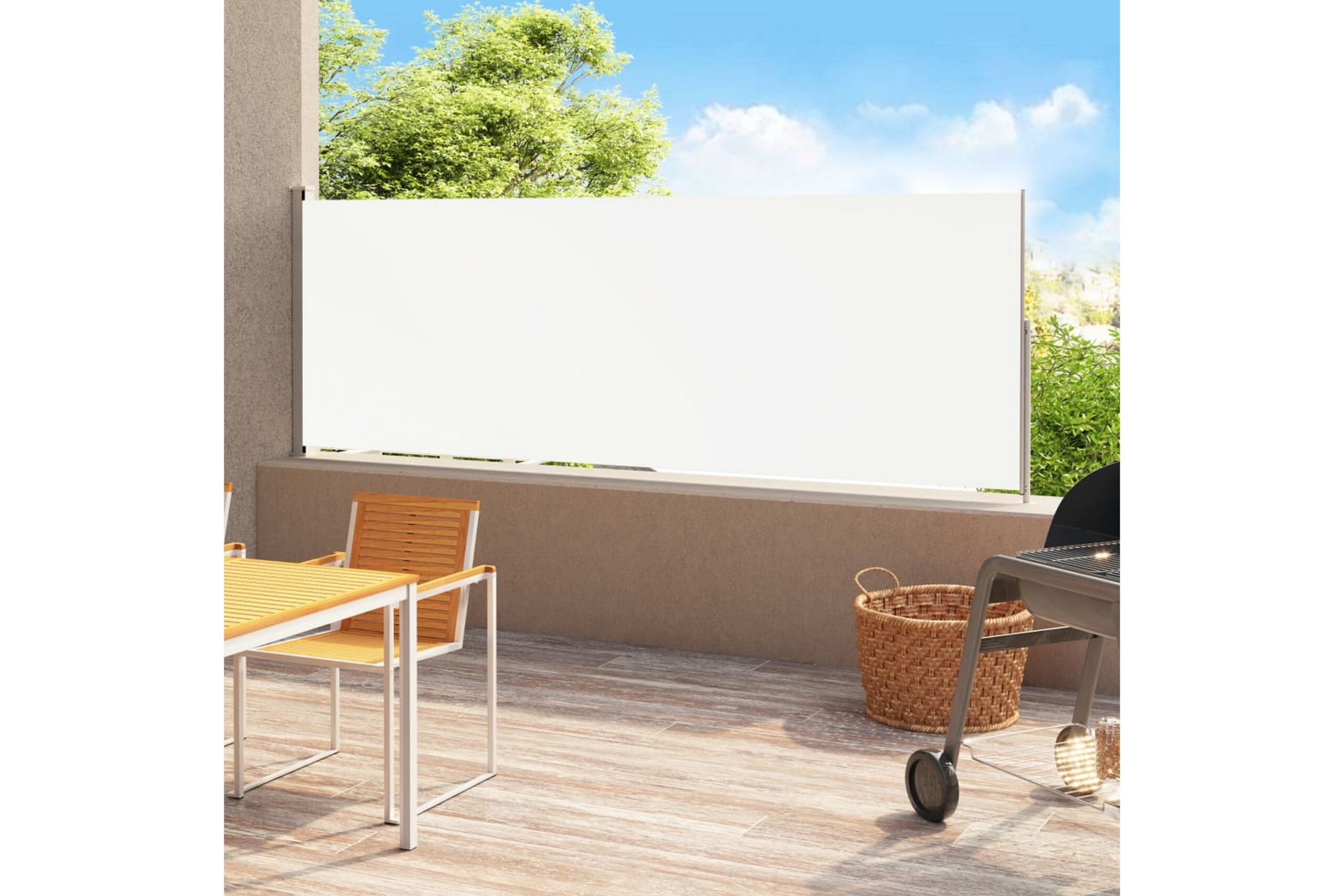 Sisäänvedettävä terassin sivumarkiisi 220x500 cm kerma -