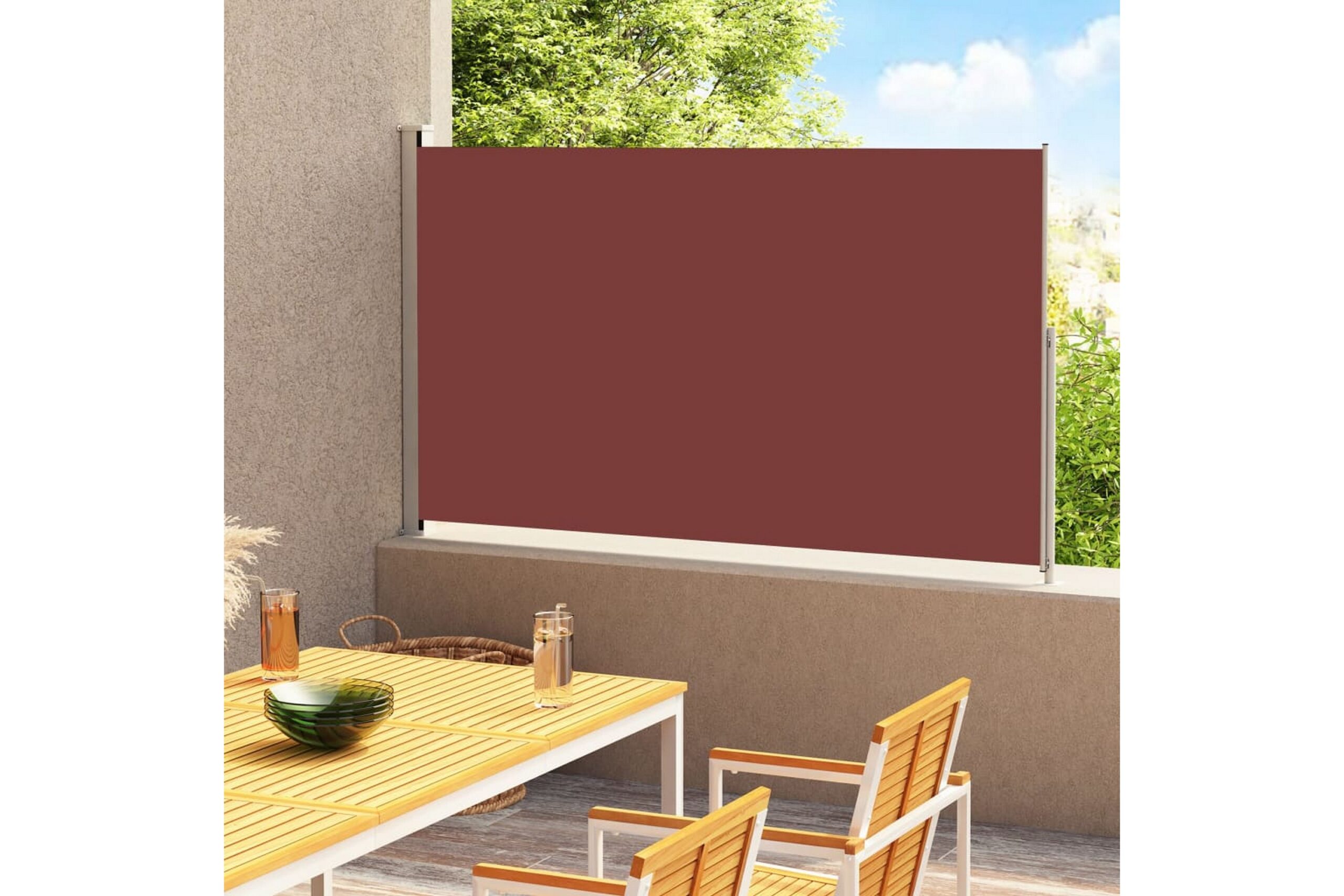 Sisäänvedettävä terassin sivumarkiisi 180x300 cm ruskea - Ruskea