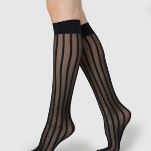 Siri Stripe Knee-High Socks Black