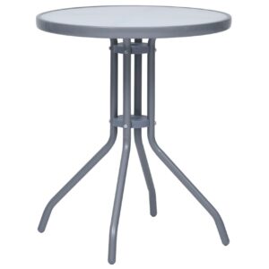 Puutarhapöytä vaaleanharmaa 60 cm teräs ja lasi - Harmaa