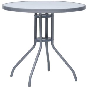 Puutarhapöytä vaaleanharmaa 80 cm teräs ja lasi - Harmaa