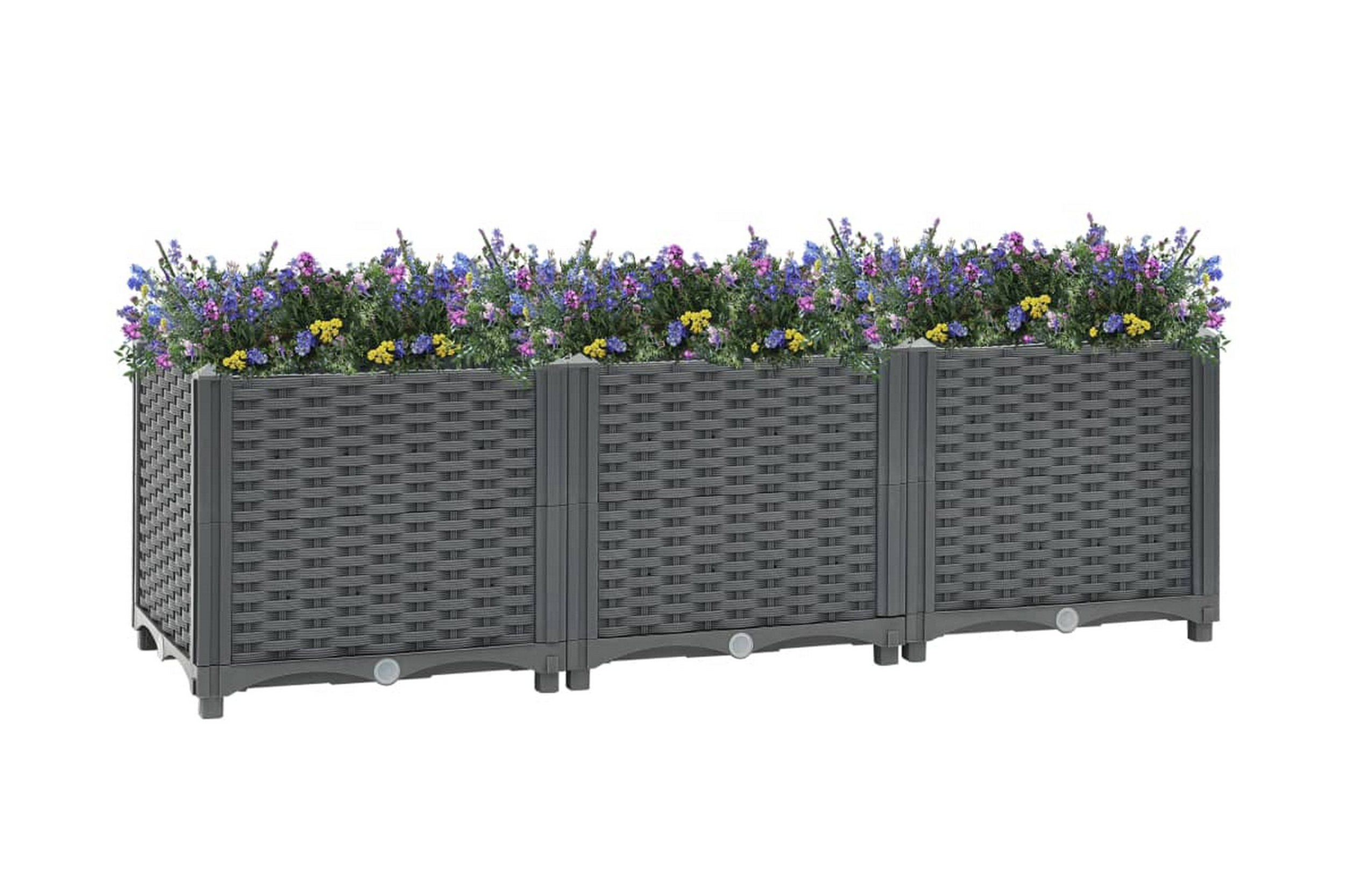 Korotettu kukkalaatikko 120x40x38 cm polypropeeni - Harmaa