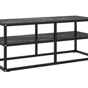 TV-taso musta mustalla marmorilasilla 100x40x40 cm - Musta