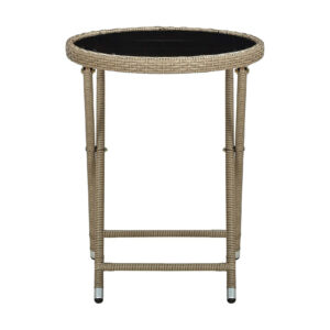 Teepöytä beige 60 cm polyrottinki ja karkaistu lasi - Beige
