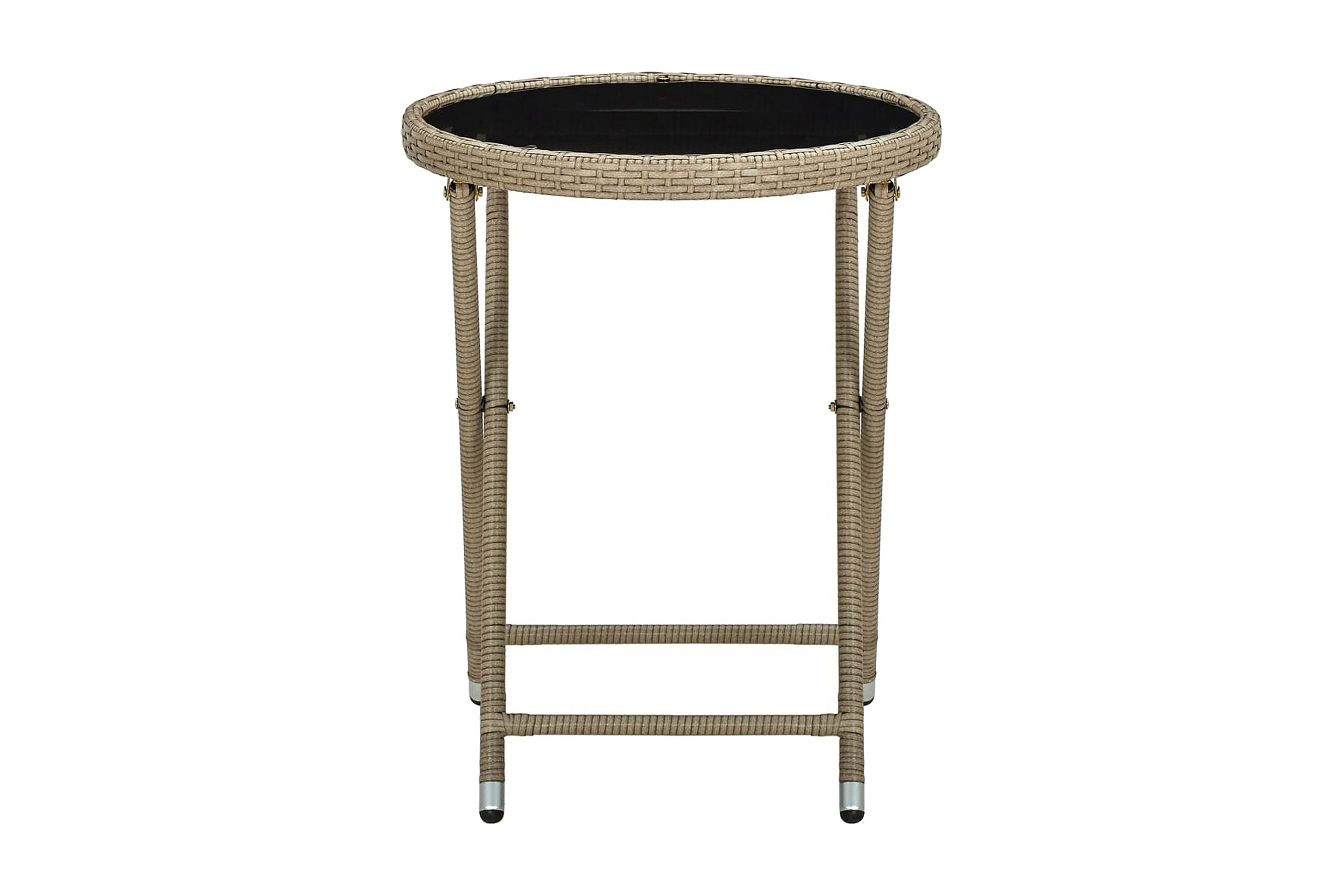 Teepöytä beige 60 cm polyrottinki ja karkaistu lasi - Beige