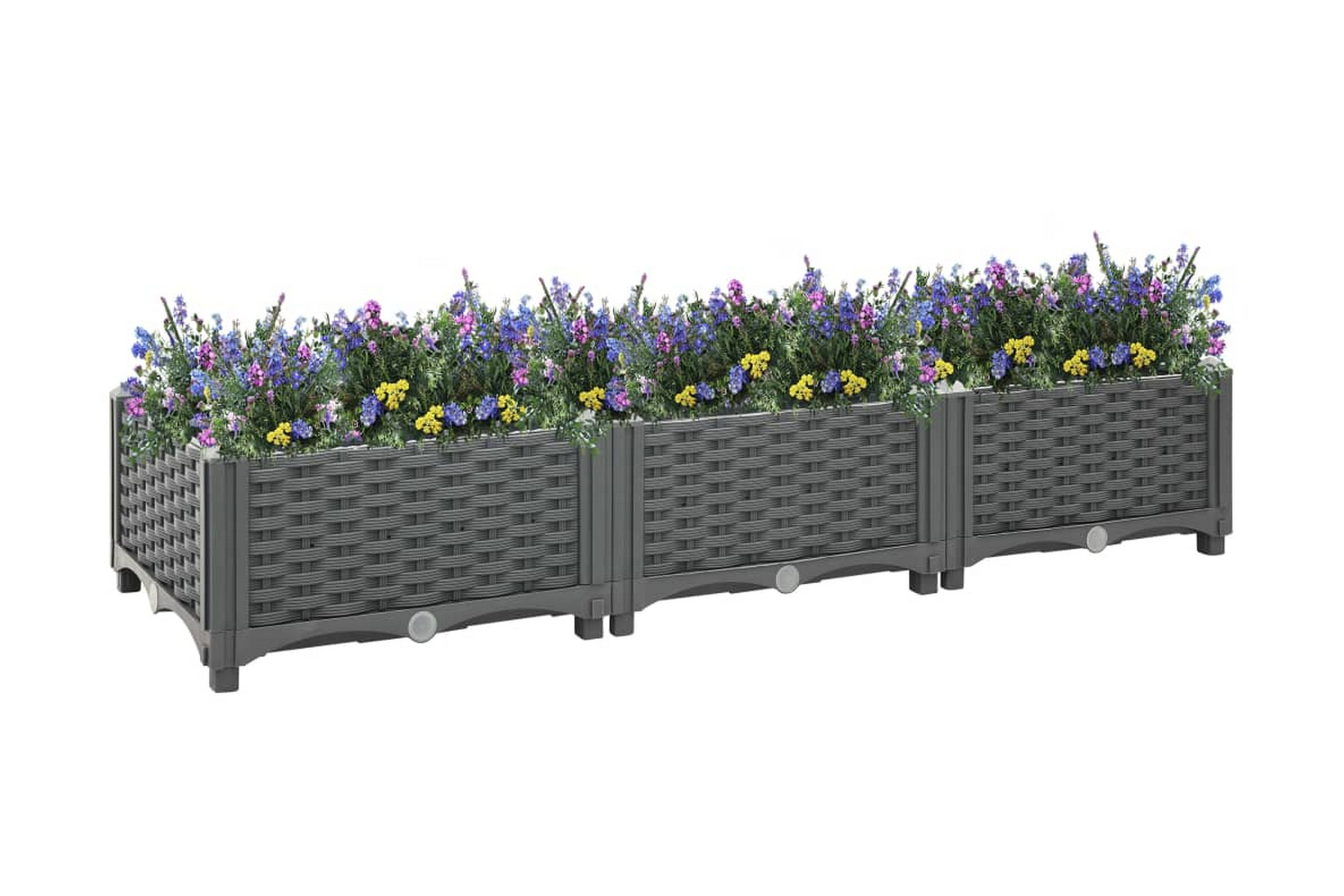Korotettu kukkalaatikko 120x40x23 cm polypropeeni - Harmaa