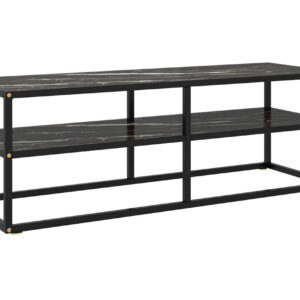TV-taso musta mustalla marmorilasilla 120x40x40 cm - Musta