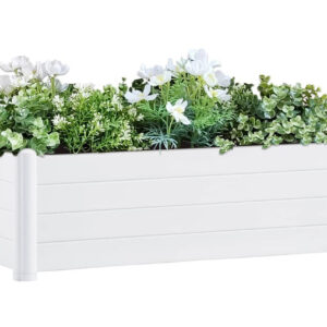 Korotettu kukkalaatikko PP valkoinen 100x43x35 cm - Valkoinen