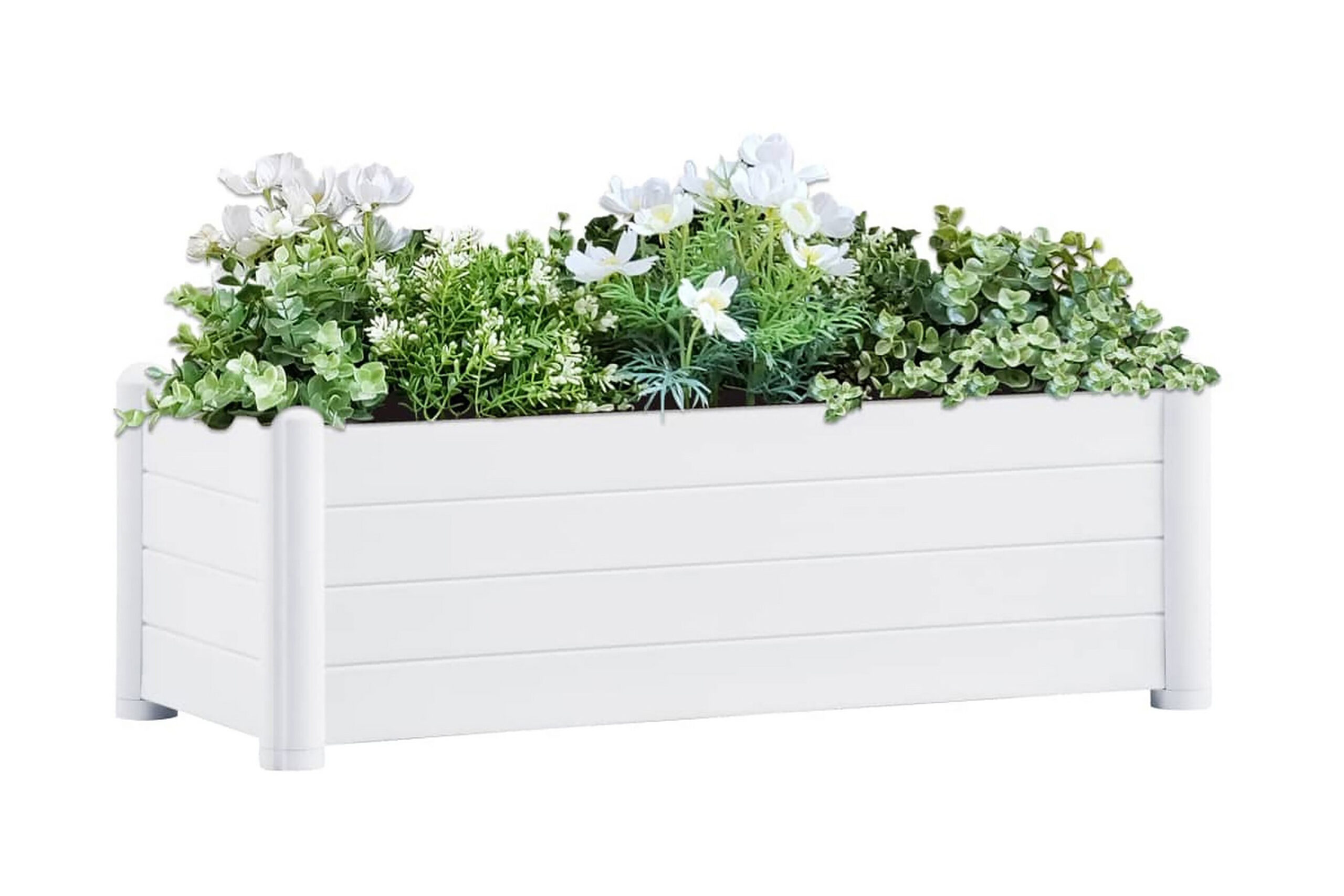 Korotettu kukkalaatikko PP valkoinen 100x43x35 cm - Valkoinen