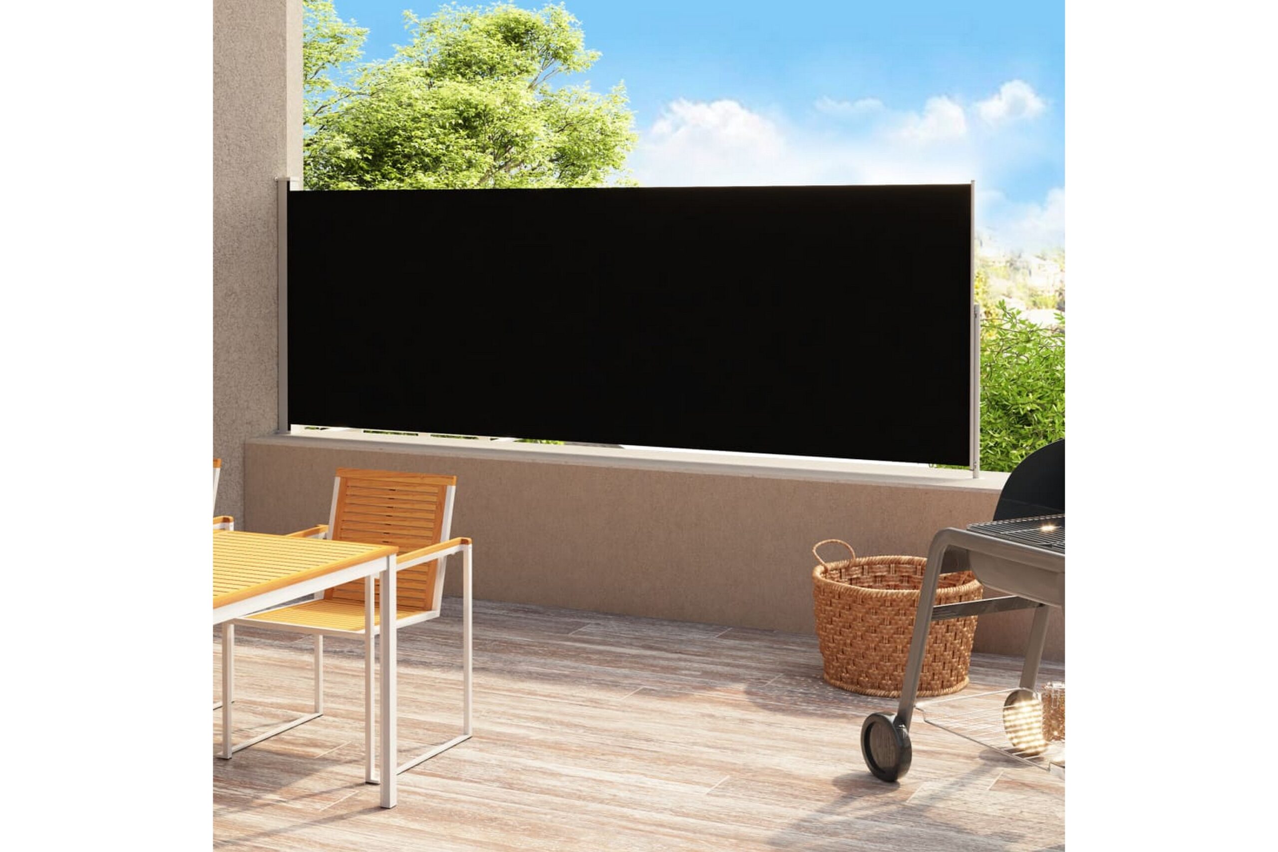Sisäänvedettävä terassin sivumarkiisi 220x500 cm musta - Musta
