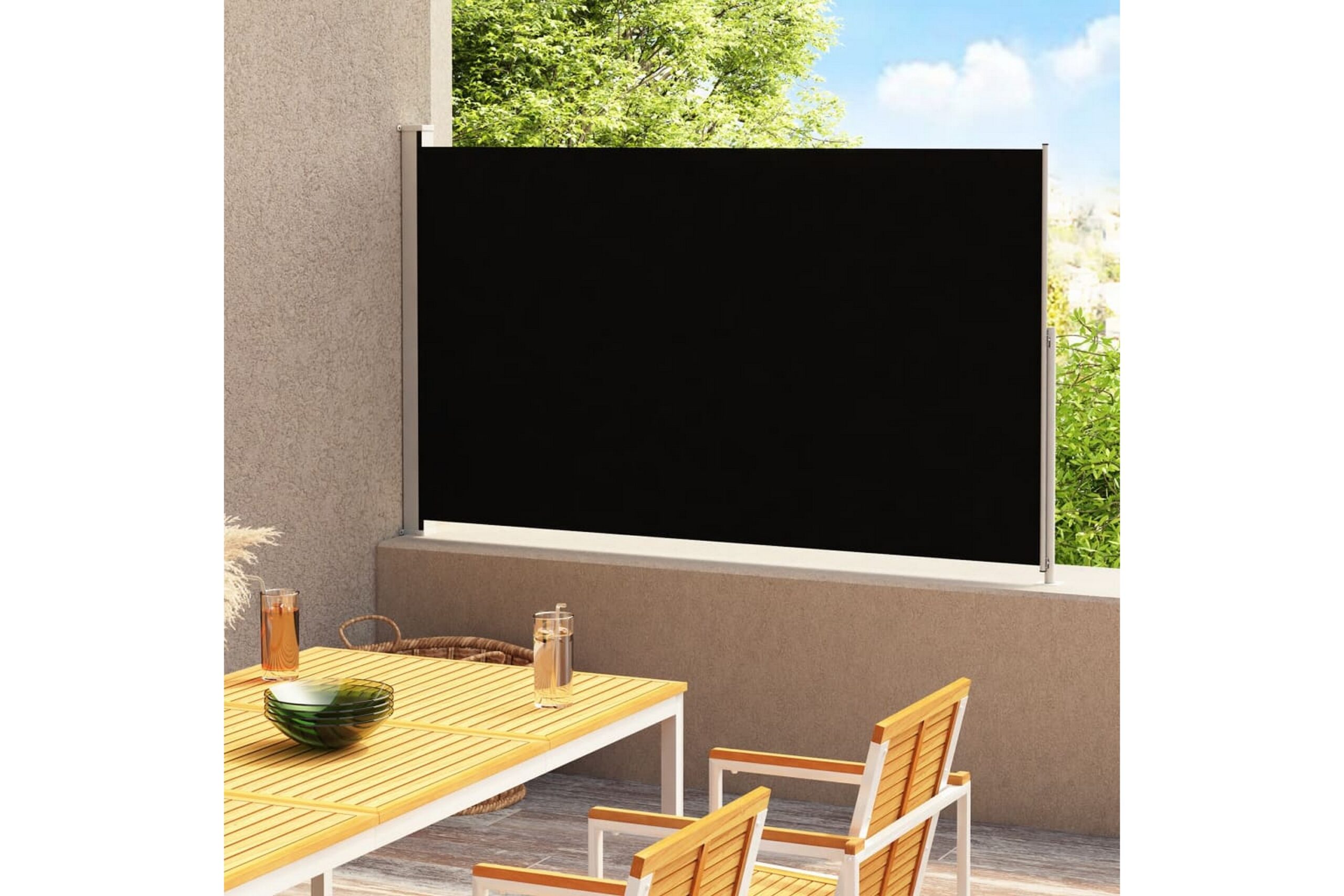 Sisäänvedettävä terassin sivumarkiisi 200x300 cm musta - Musta